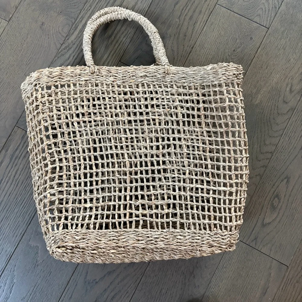 Natural Woven Tote Bag - Picture 1 of 5